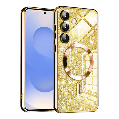 MagSafe-fodral för Samsung Galaxy S25 S931, Techsuit, Luxury Glitter, Guld