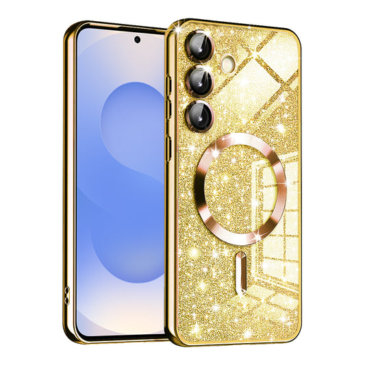 MagSafe-fodral för Samsung Galaxy S25 S931, Techsuit, Luxury Glitter, Guld