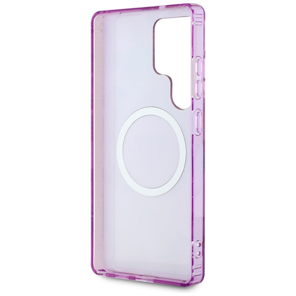 MagSafe-fodral för Samsung Galaxy S25 Ultra S938, Guess, IML Metal Glitter Flowers Triangle, Lila