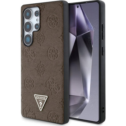 MagSafe-fodral för Samsung Galaxy S25 Ultra S938, Guess, Peony Grained Hot Stamp Triangle, Brun