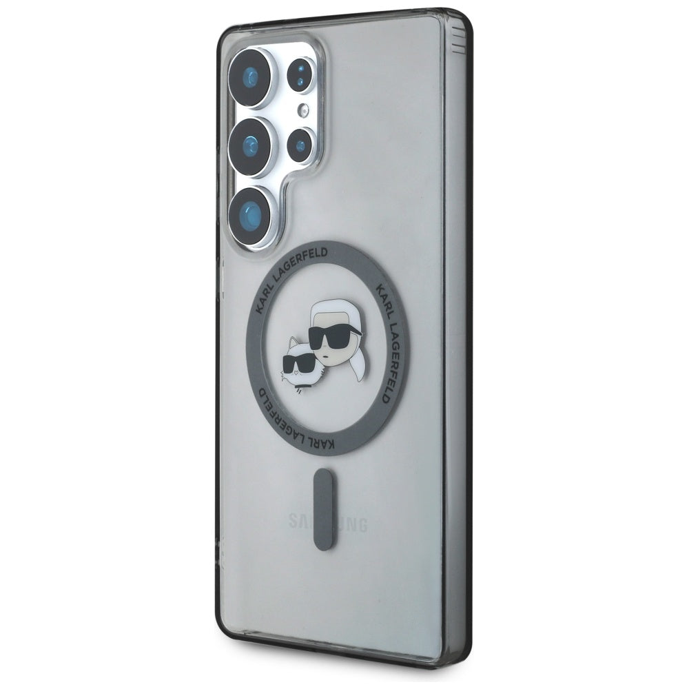 MagSafe-skal för Samsung Galaxy S25 Ultra S938, Karl Lagerfeld, IML Metal Karl & Choupette's Heads, Svart