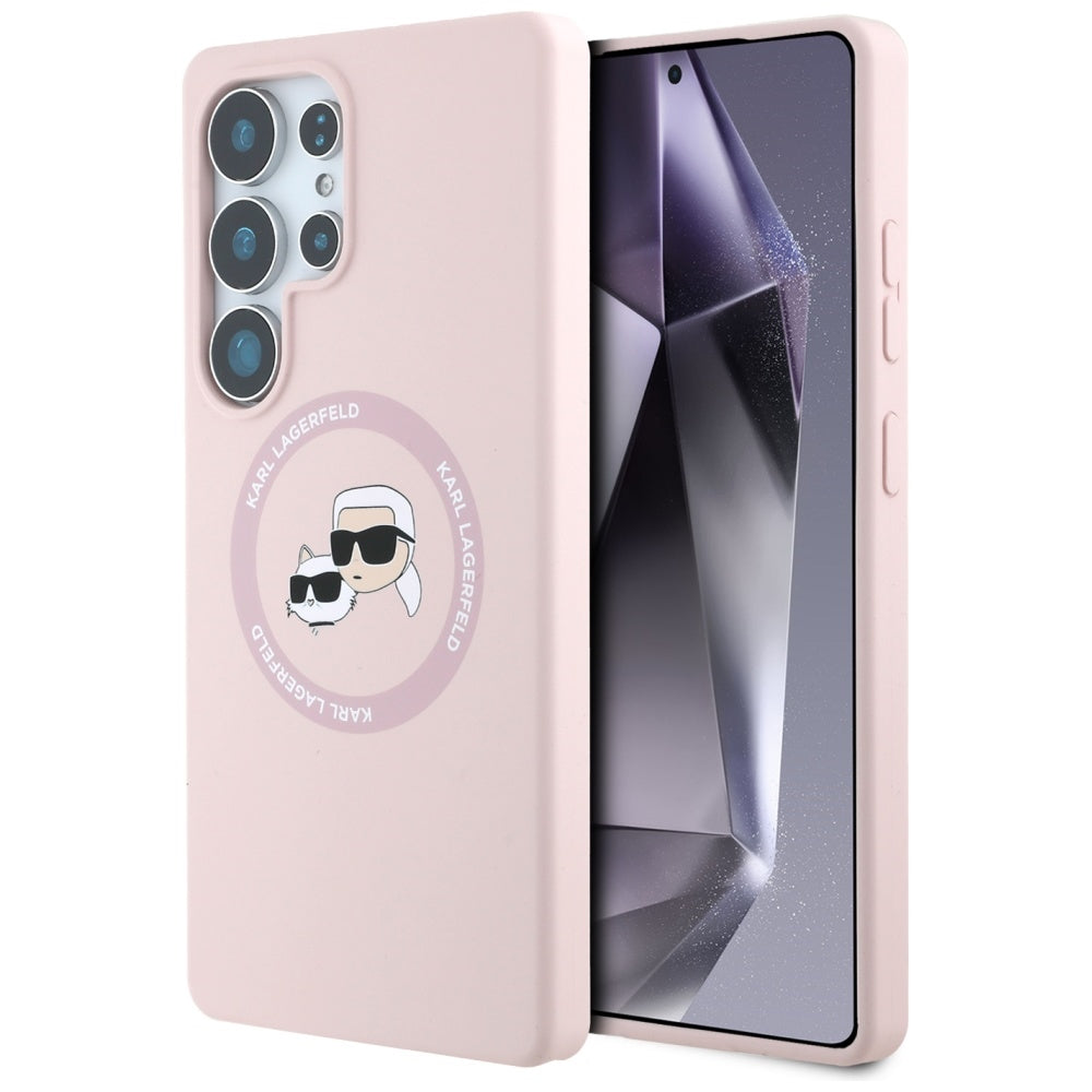 MagSafe-skal för Samsung Galaxy S25 Ultra S938, Karl Lagerfeld, Silicone Double Heads, Rosa