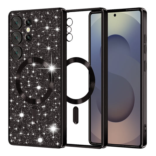 MagSafe-fodral för Samsung Galaxy S25 Ultra S938, Techsuit, Luxury Glitter, Svart