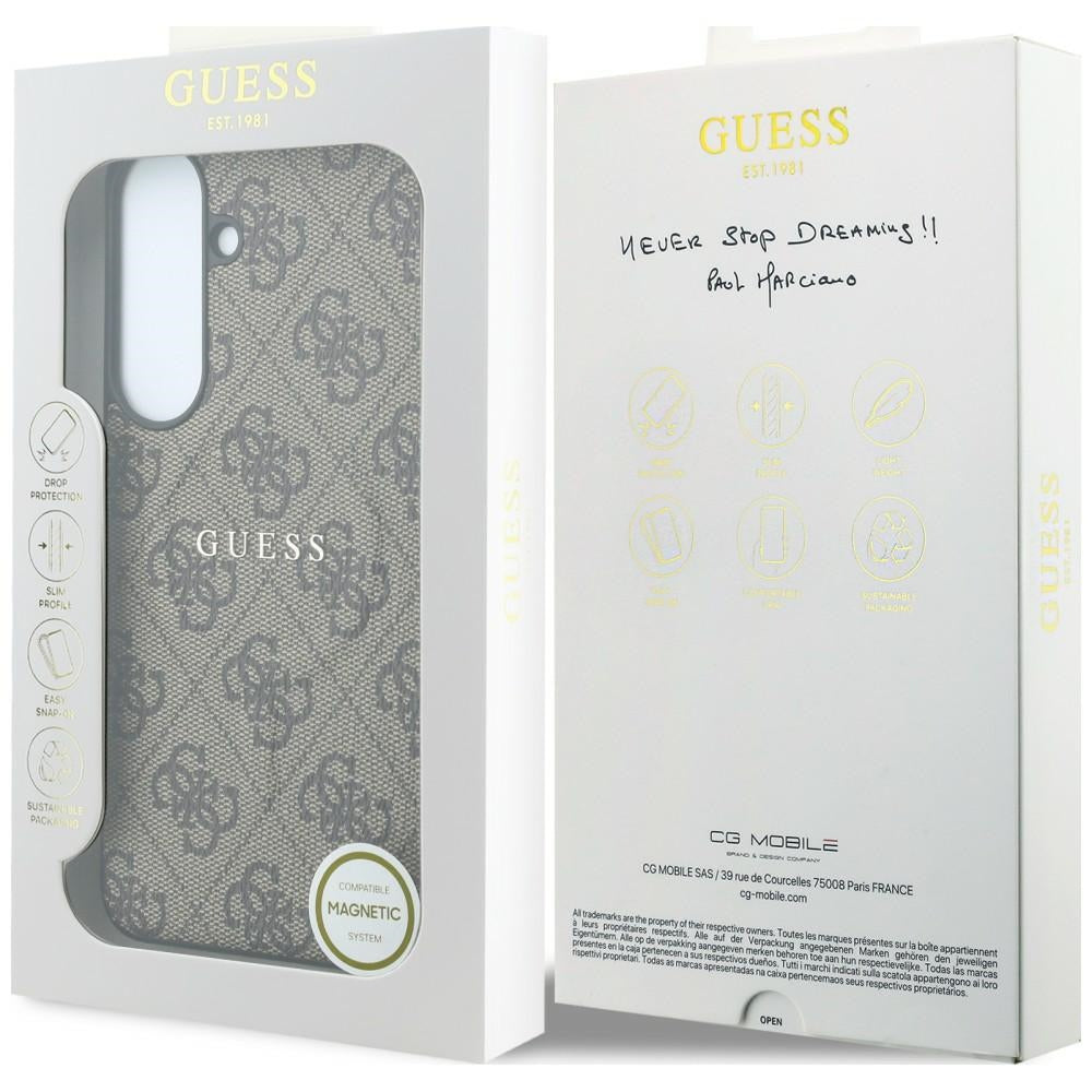 MagSafe-skal för Samsung Galaxy S26 FE S741, Guess, 4G Embossed Ring Classic Logo, brun