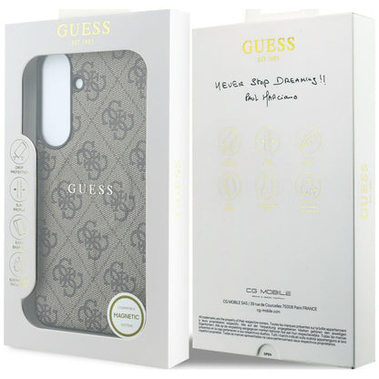 MagSafe-skal för Samsung Galaxy S26 FE S741, Guess, 4G Embossed Ring Classic Logo, brun