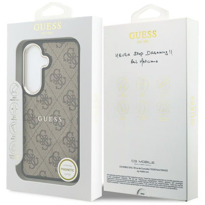 MagSafe Case for Samsung Galaxy S26 Plus S947, Guess, 4G Embossed Ring, Brown