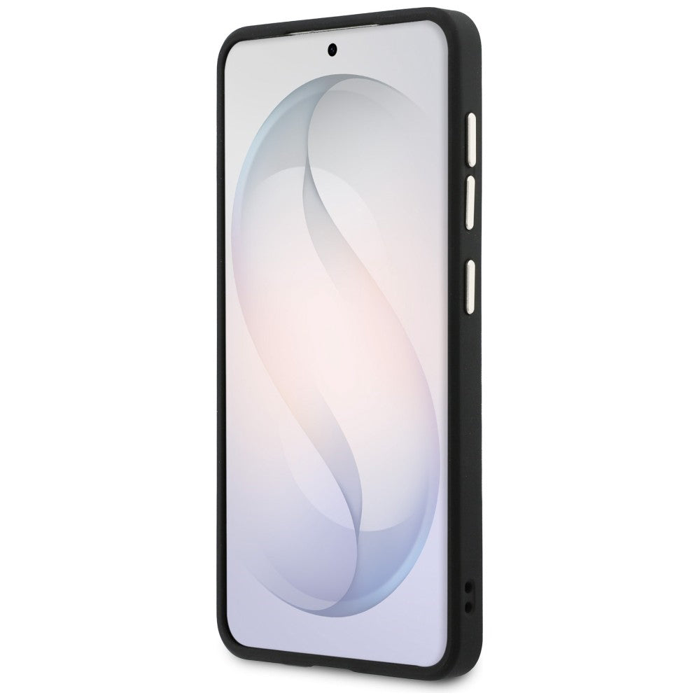 MagSafe-fodral för Samsung Galaxy S26 Plus S947, GUESS, Saffiano Peony Embossed Ring, Svart