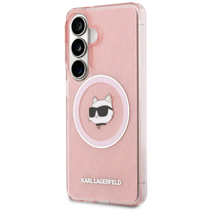 MagSafe-skal för Samsung Galaxy S26 Plus S947, Karl Lagerfeld, IML Choupette Head on KL Repeated Logo, Rosa
