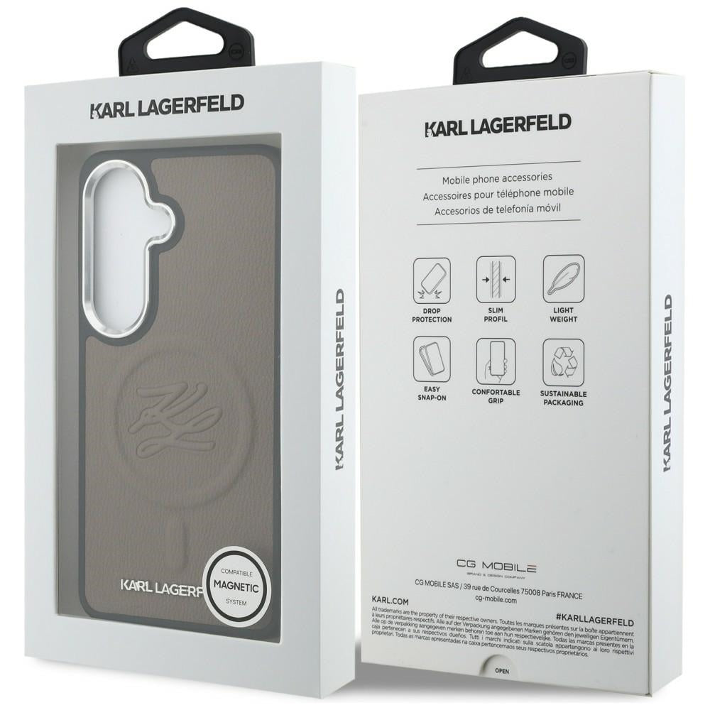 MagSafe Case for Samsung Galaxy S26 Plus S947, Karl Lagerfeld, Initial Logo Debossed, Brown