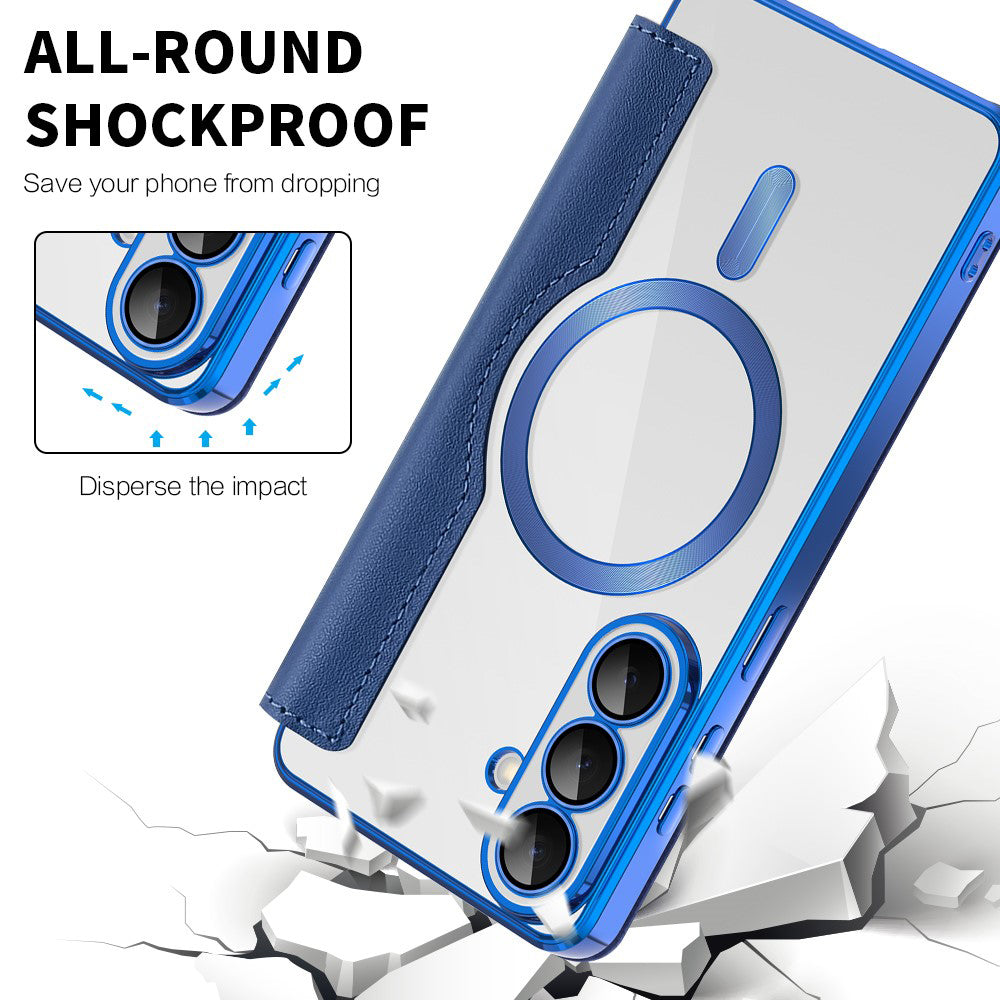 MagSafe-fodral för Samsung Galaxy S26 Plus, Techsuit, SmartMag Book, Blå