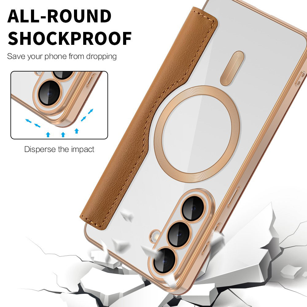 MagSafe-fodral för Samsung Galaxy S26 Plus, Techsuit, SmartMag Book, Brun