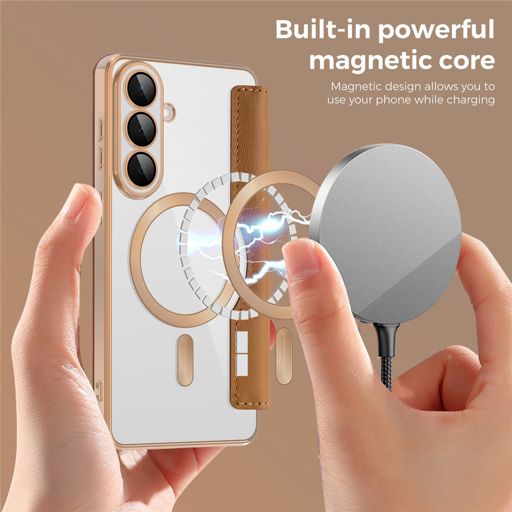 MagSafe-fodral för Samsung Galaxy S26 Plus, Techsuit, SmartMag Book, Brun