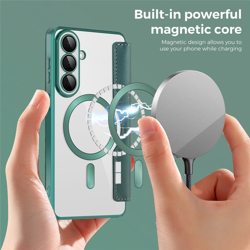 MagSafe-fodral för Samsung Galaxy S26 Plus, Techsuit, SmartMag Book, Grön