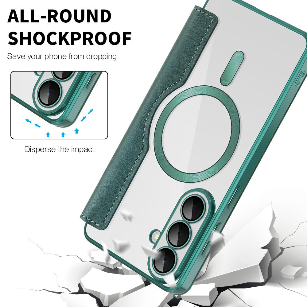 MagSafe-fodral för Samsung Galaxy S26 Plus, Techsuit, SmartMag Book, Grön