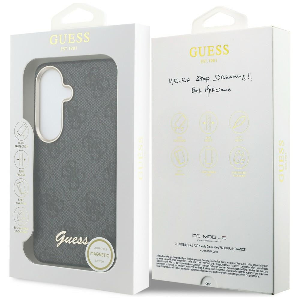 MagSafe-fodral för Samsung Galaxy S26 S942, Guess, 4G Script Logo, Svart