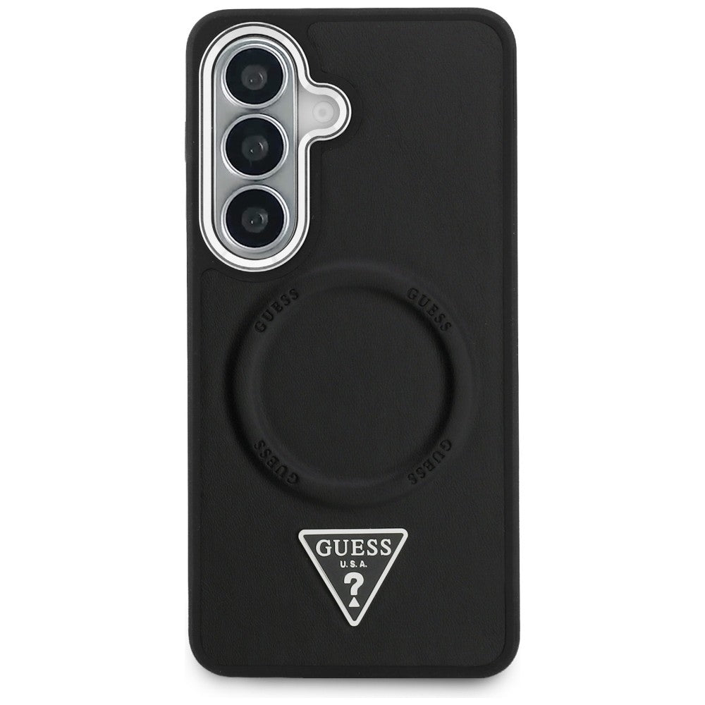 MagSafe-fodral för Samsung Galaxy S26 S942, Guess, Embossed Ring Triangle Logo, Svart