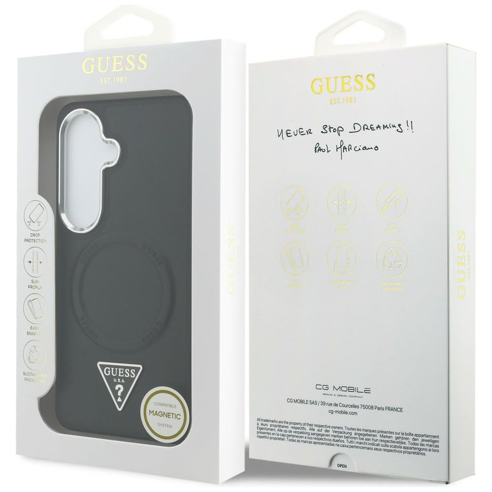 MagSafe-fodral för Samsung Galaxy S26 S942, Guess, Embossed Ring Triangle Logo, Svart