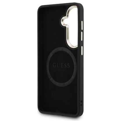 MagSafe-fodral för Samsung Galaxy S26 S942, Guess, Saffiano Peony Embossed Ring, Svart