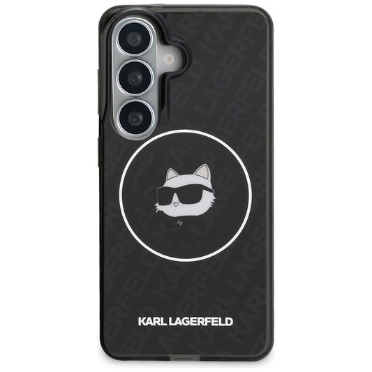 MagSafe-skal för Samsung Galaxy S26 S942, Karl Lagerfeld, IML Choupette Head on KL Repeated Logo, Svart