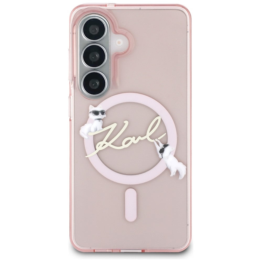 MagSafe-fodral för Samsung Galaxy S26 S942, Karl Lagerfeld, IML Choupette Karl Script Logo, Rosa