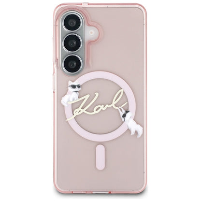 MagSafe-fodral för Samsung Galaxy S26 S942, Karl Lagerfeld, IML Choupette Karl Script Logo, Rosa