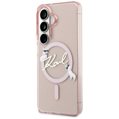 MagSafe-fodral för Samsung Galaxy S26 S942, Karl Lagerfeld, IML Choupette Karl Script Logo, Rosa