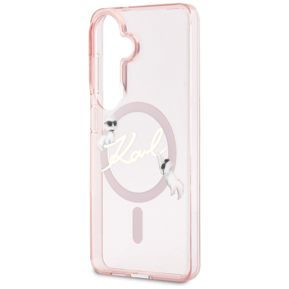 MagSafe-fodral för Samsung Galaxy S26 S942, Karl Lagerfeld, IML Choupette Karl Script Logo, Rosa