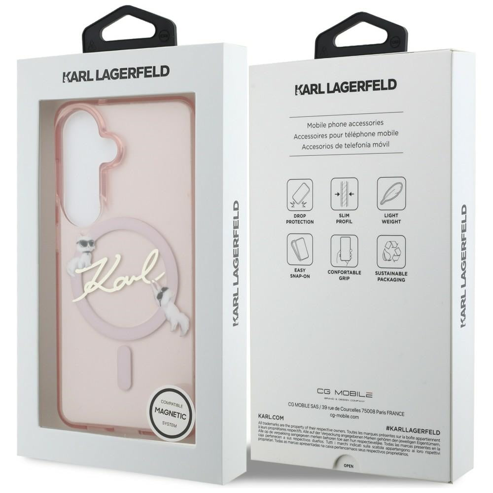 MagSafe-fodral för Samsung Galaxy S26 S942, Karl Lagerfeld, IML Choupette Karl Script Logo, Rosa