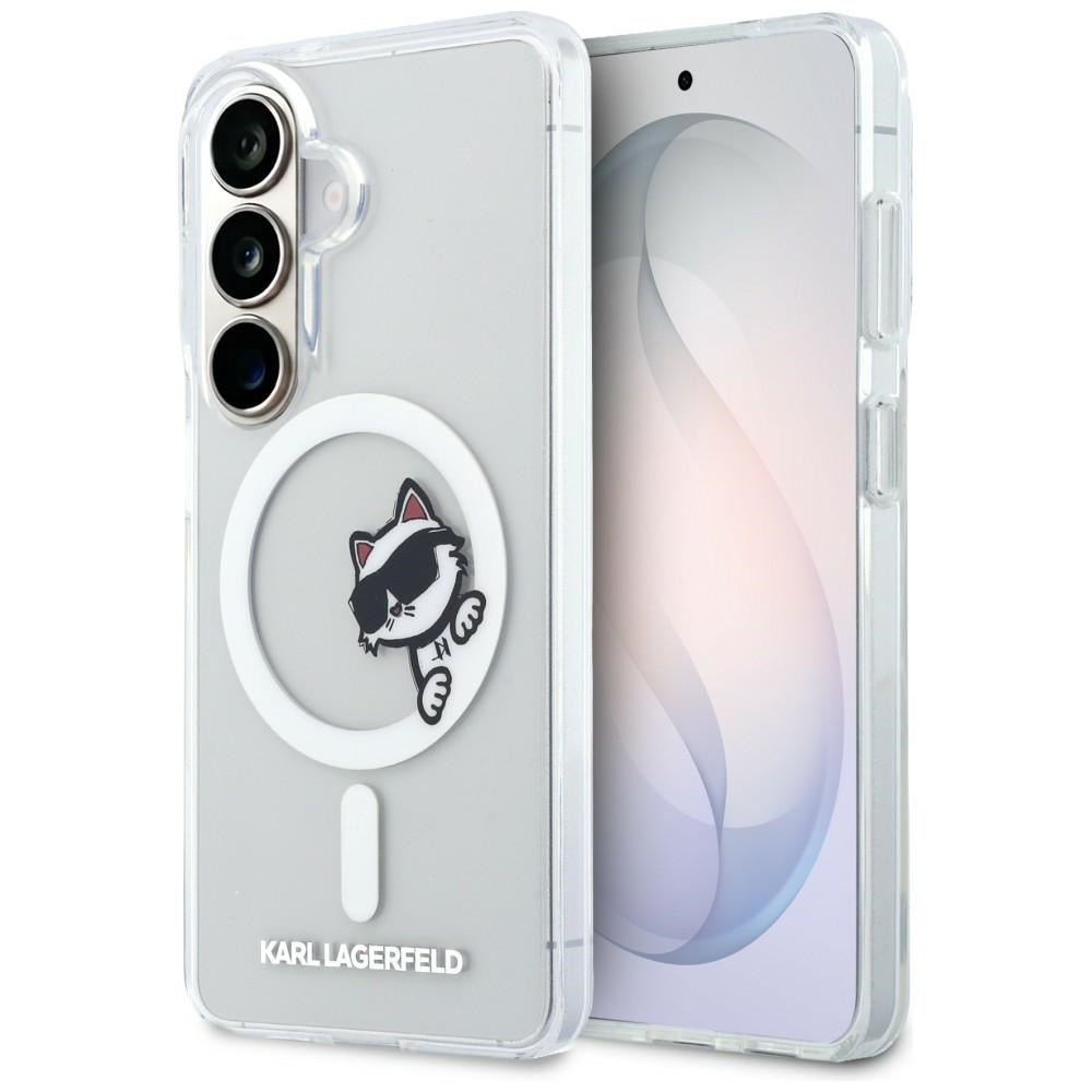 MagSafe-fodral för Samsung Galaxy S26 S942, Karl Lagerfeld, IML Choupette Peekaboo Logo, Vit