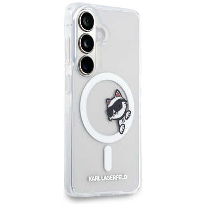 MagSafe-fodral för Samsung Galaxy S26 S942, Karl Lagerfeld, IML Choupette Peekaboo Logo, Vit