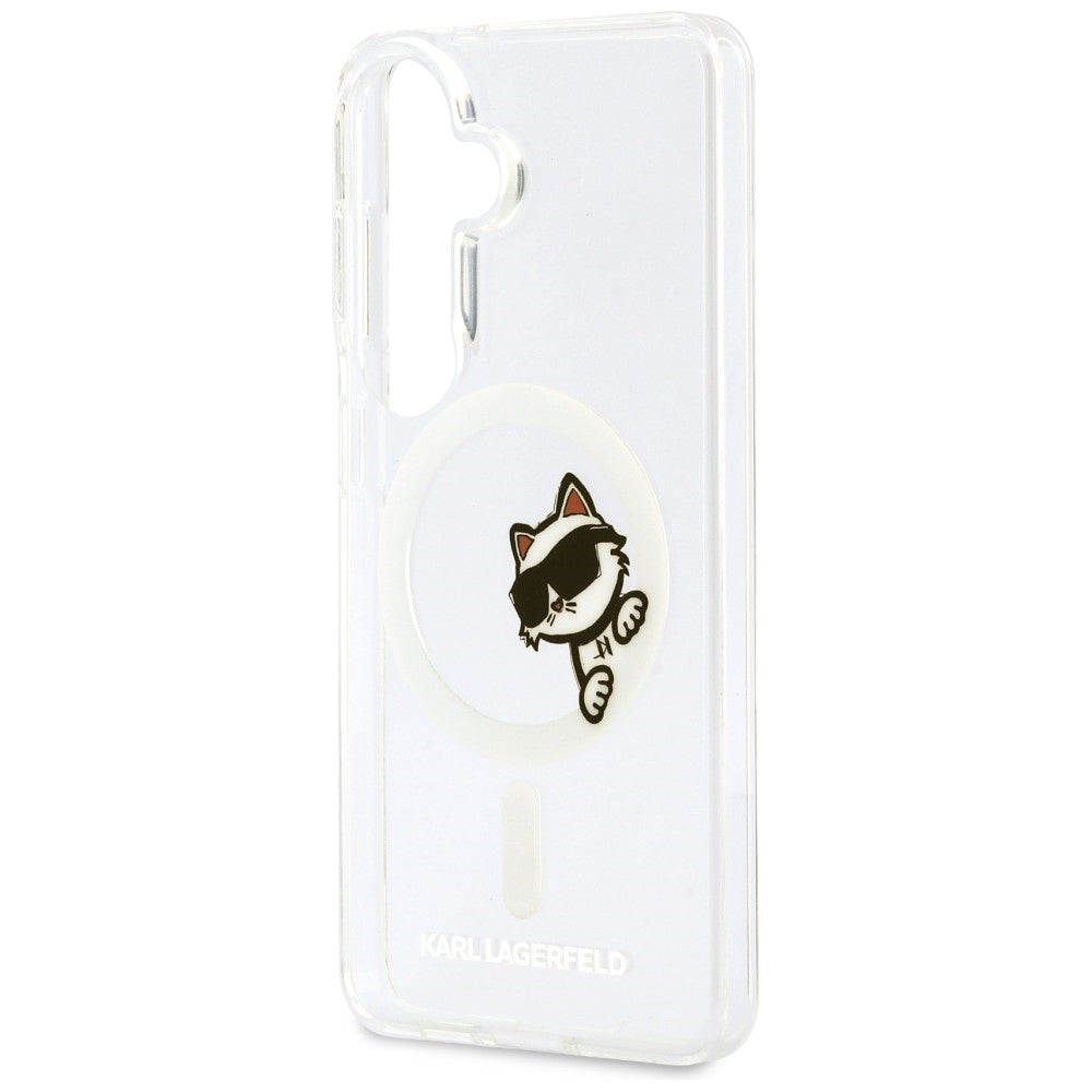 MagSafe-fodral för Samsung Galaxy S26 S942, Karl Lagerfeld, IML Choupette Peekaboo Logo, Vit