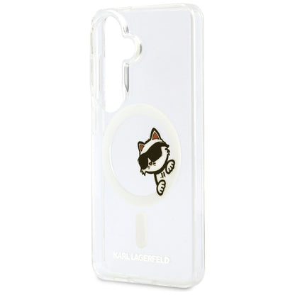 MagSafe-fodral för Samsung Galaxy S26 S942, Karl Lagerfeld, IML Choupette Peekaboo Logo, Vit
