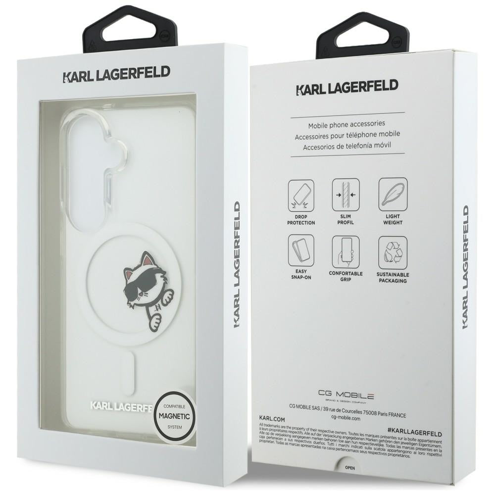 MagSafe-fodral för Samsung Galaxy S26 S942, Karl Lagerfeld, IML Choupette Peekaboo Logo, Vit