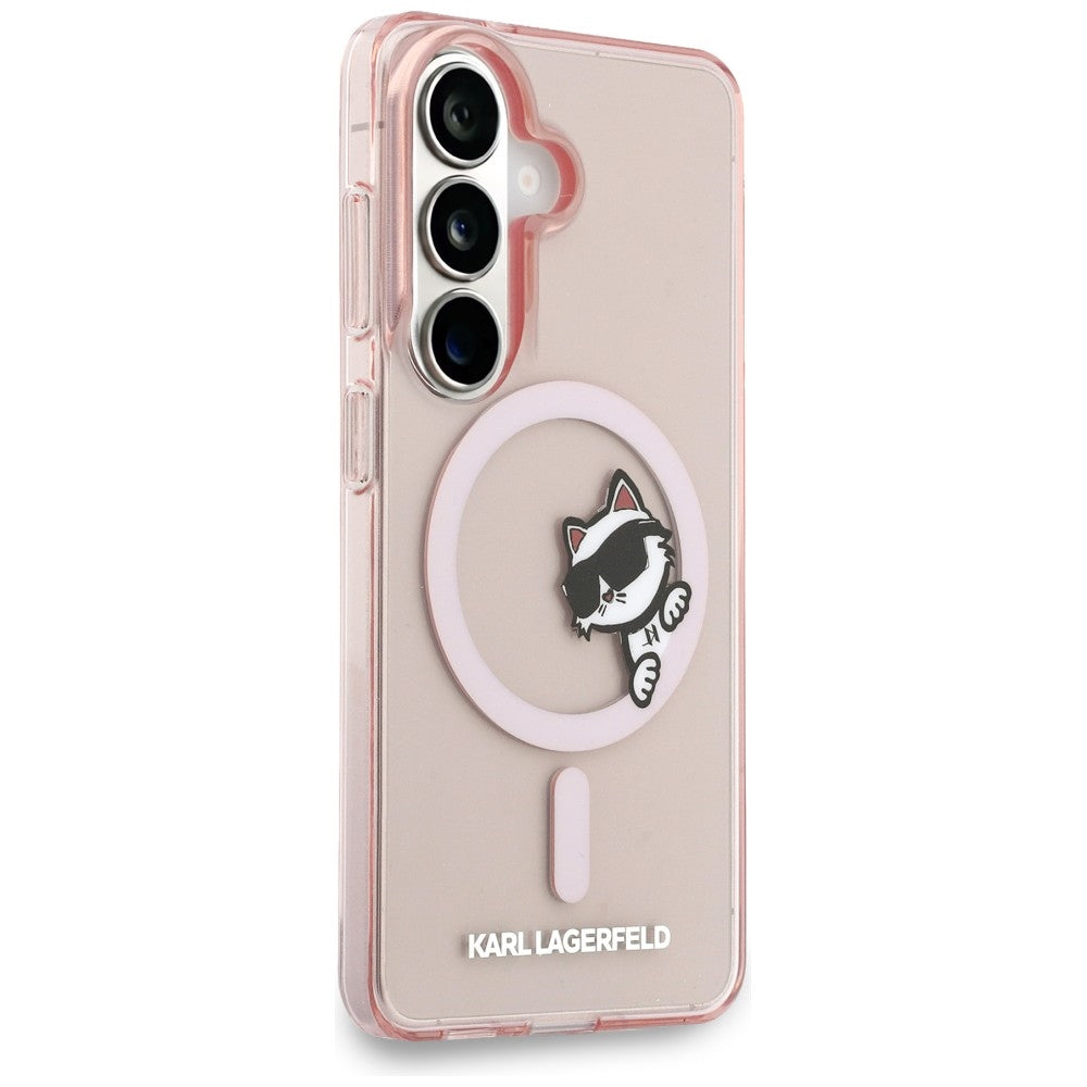 MagSafe-fodral för Samsung Galaxy S26 S942, Karl Lagerfeld, IML Choupette Peekaboo Logo, Rosa