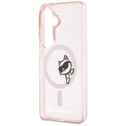 MagSafe-fodral för Samsung Galaxy S26 S942, Karl Lagerfeld, IML Choupette Peekaboo Logo, Rosa