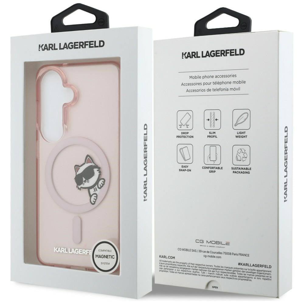 MagSafe-fodral för Samsung Galaxy S26 S942, Karl Lagerfeld, IML Choupette Peekaboo Logo, Rosa