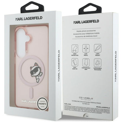 MagSafe-fodral för Samsung Galaxy S26 S942, Karl Lagerfeld, IML Choupette Peekaboo Logo, Rosa