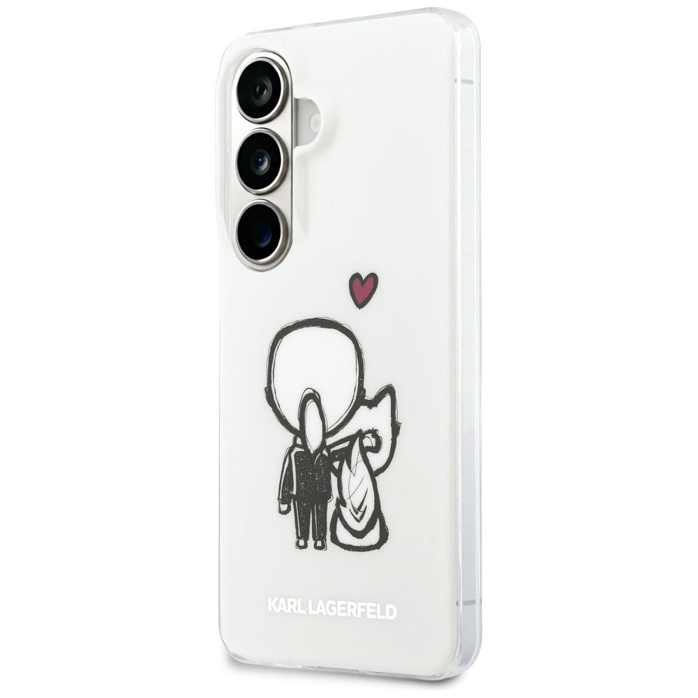 MagSafe-fodral för Samsung Galaxy S26 S942, Karl Lagerfeld, IML Karl & Choupette Back Logo, Vit