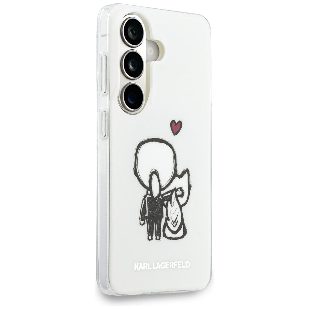 MagSafe-fodral för Samsung Galaxy S26 S942, Karl Lagerfeld, IML Karl & Choupette Back Logo, Vit