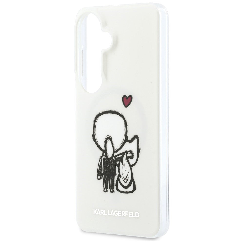 MagSafe-fodral för Samsung Galaxy S26 S942, Karl Lagerfeld, IML Karl & Choupette Back Logo, Vit