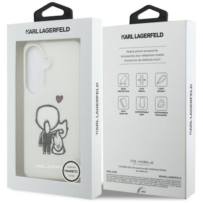 MagSafe-fodral för Samsung Galaxy S26 S942, Karl Lagerfeld, IML Karl & Choupette Back Logo, Vit