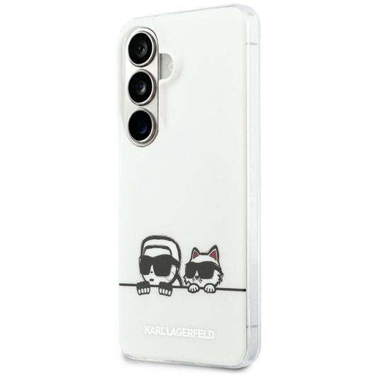 MagSafe-fodral för Samsung Galaxy S26 S942, Karl Lagerfeld, IML Karl & Choupette Peekaboo Logo, Vit