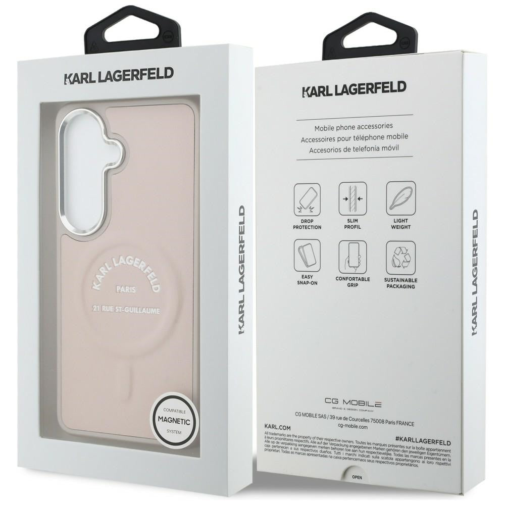 MagSafe-fodral för Samsung Galaxy S26 S942, Karl Lagerfeld, Karl RSG-logotyp, Rosa