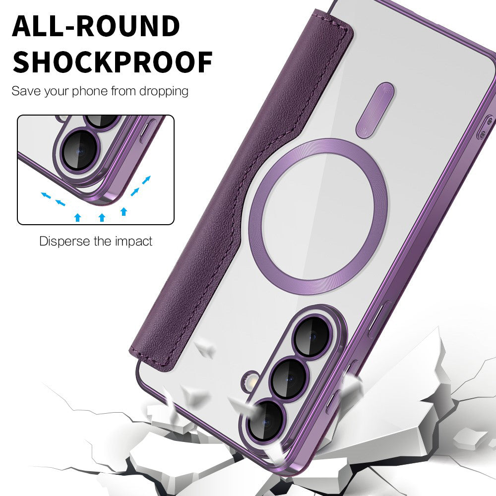 MagSafe Case for Samsung Galaxy S26, Techsuit, SmartMag Book, Purple