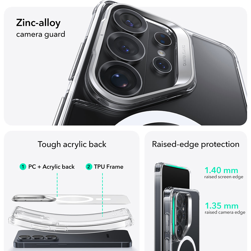MagSafe-fodral för Samsung Galaxy S26 Ultra, ESR, Classic Hybrid Kickstand, Transparent