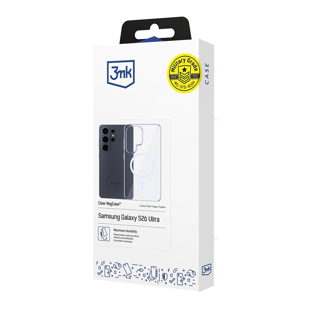 MagSafe-fodral för Samsung Galaxy S26 Ultra S948, 3MK, Clear MagCase, Transparent