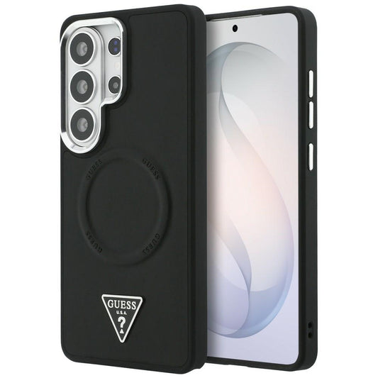 MagSafe Case for Samsung Galaxy S26 Ultra S948, Guess, Embossed Ring Triangle Logo, Black