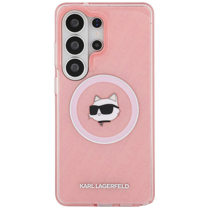 MagSafe-skal för Samsung Galaxy S26 Ultra S948, Karl Lagerfeld, IML Choupette Head on KL Repeated Logo, Rosa