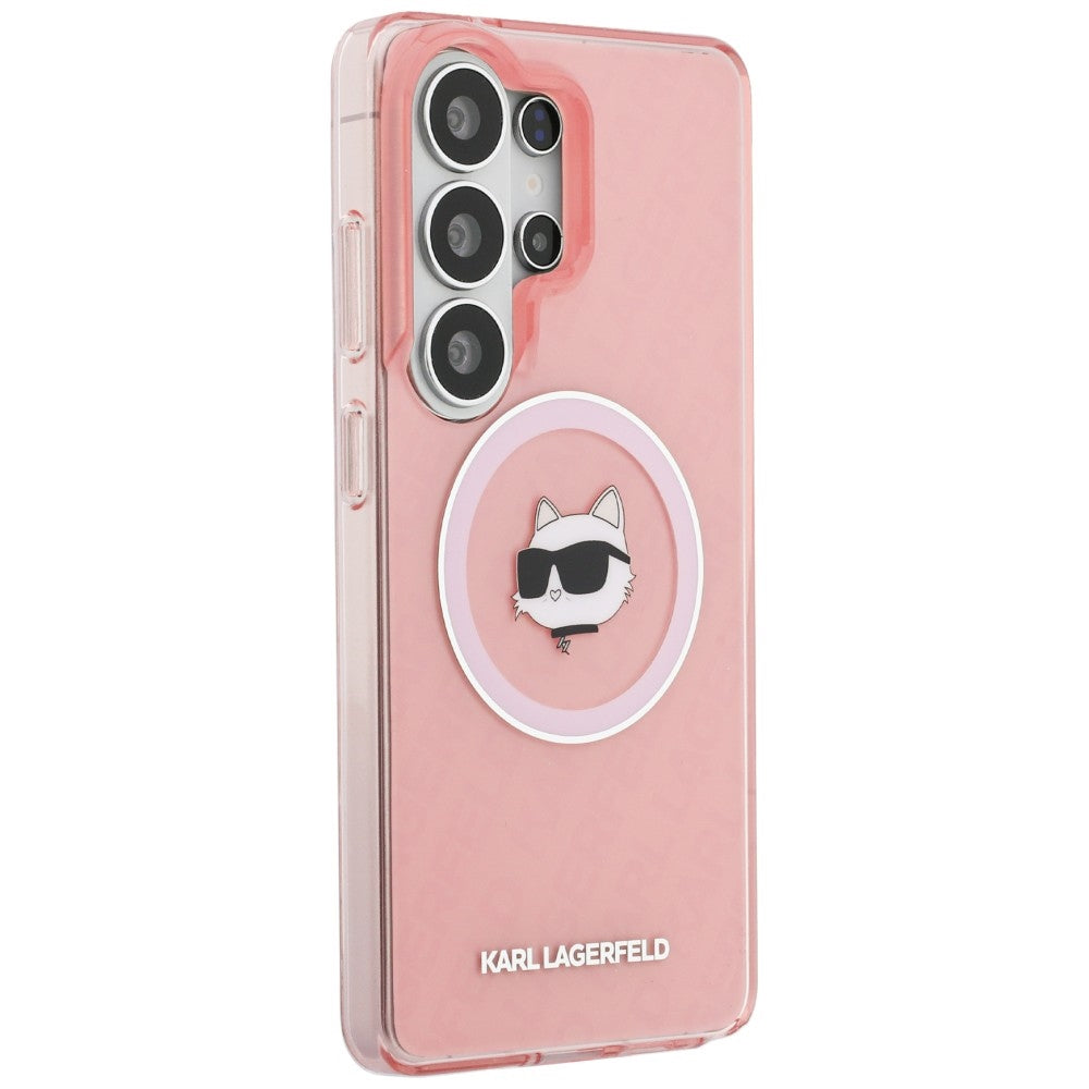 MagSafe-skal för Samsung Galaxy S26 Ultra S948, Karl Lagerfeld, IML Choupette Head on KL Repeated Logo, Rosa