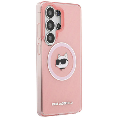 MagSafe-skal för Samsung Galaxy S26 Ultra S948, Karl Lagerfeld, IML Choupette Head on KL Repeated Logo, Rosa